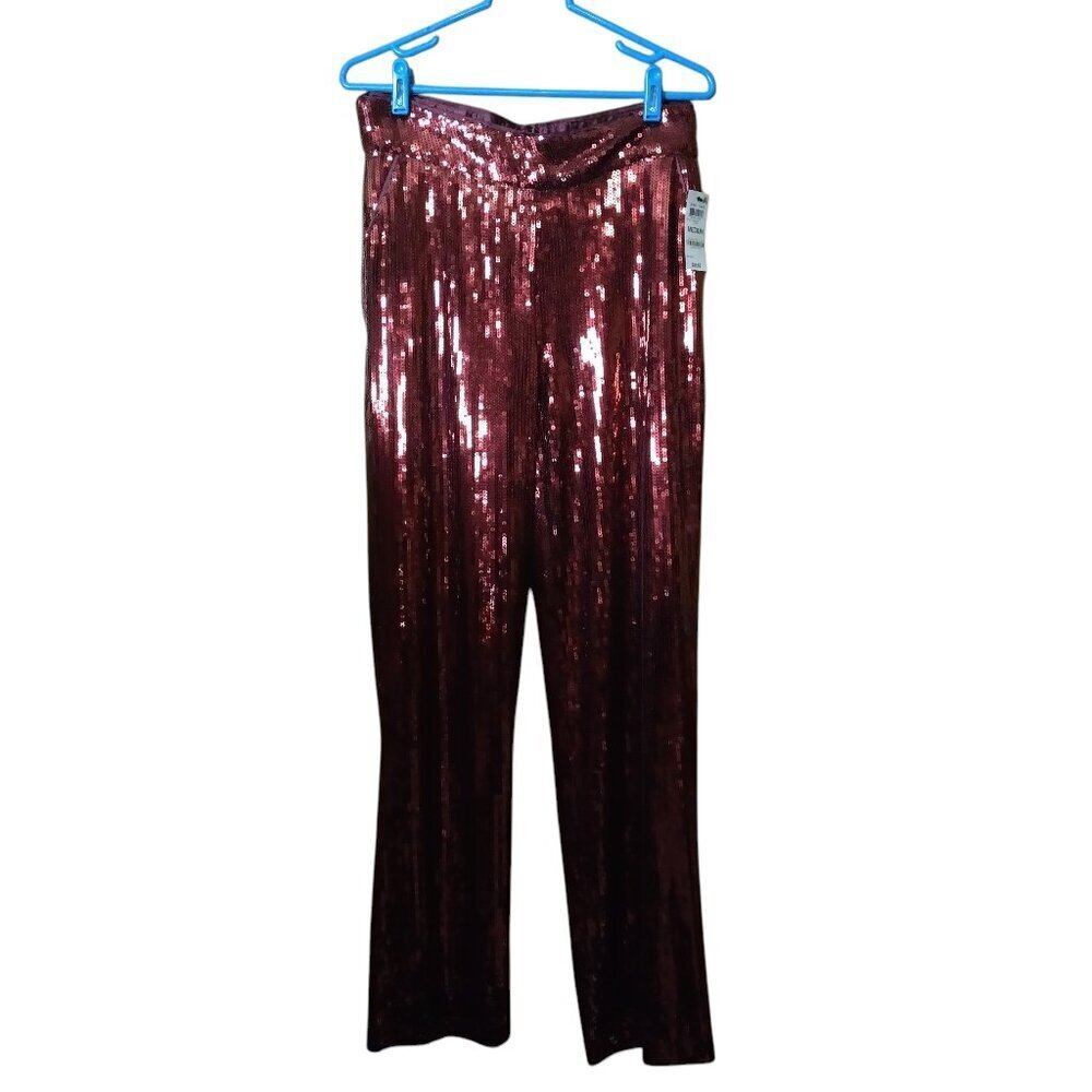 I.N.C. International Concepts Medium Burgundy Straight Leg Sequin Pants NEW